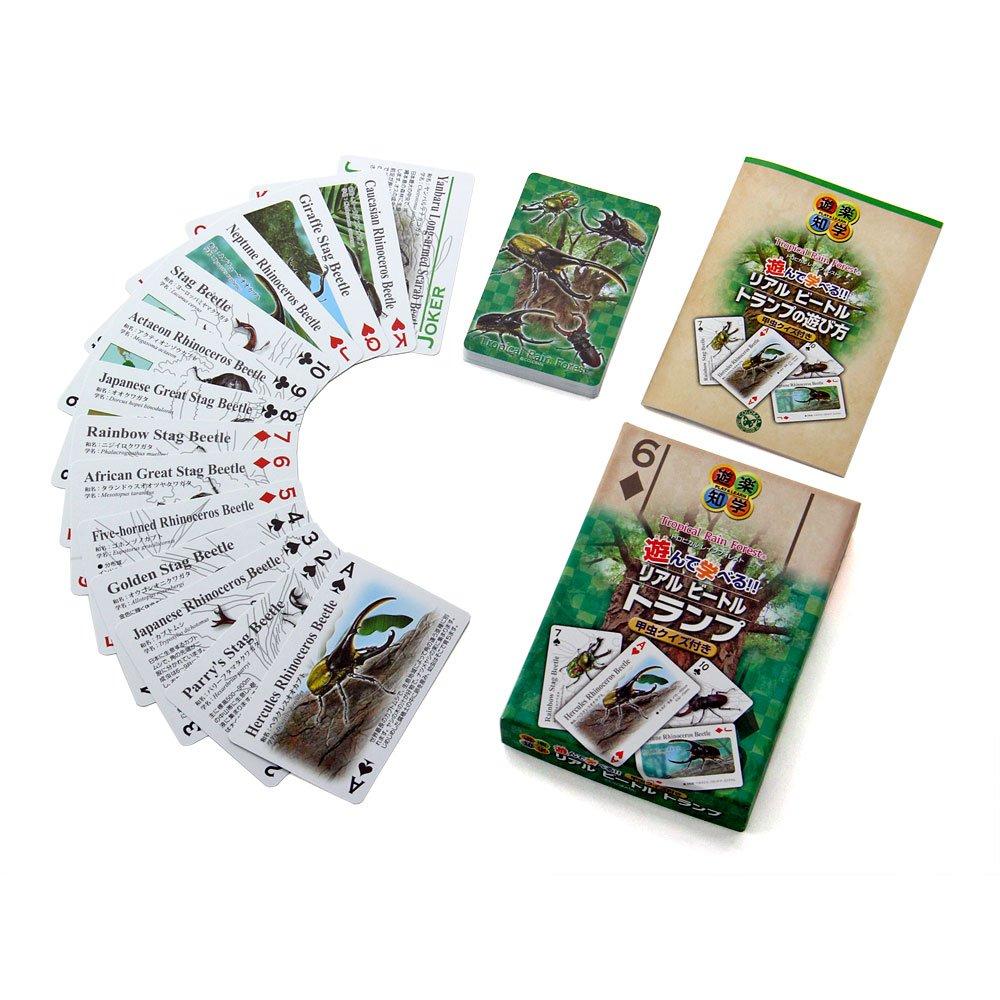 Каролата Настоящие Игральные Карты Жук Олень Носорог Образовательная Игра Иллюстрированный Подарок (Жук/Викторина включена/Пластик) Жук, Жук, Игрушка, Игрушка,